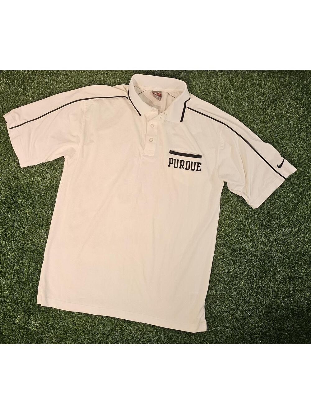 Purdue Vintage Nike White Medium Boilermakers Men's Team Polo Shirt Dri-Fit